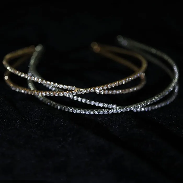 Cross Line Sparkling Bridal Headband