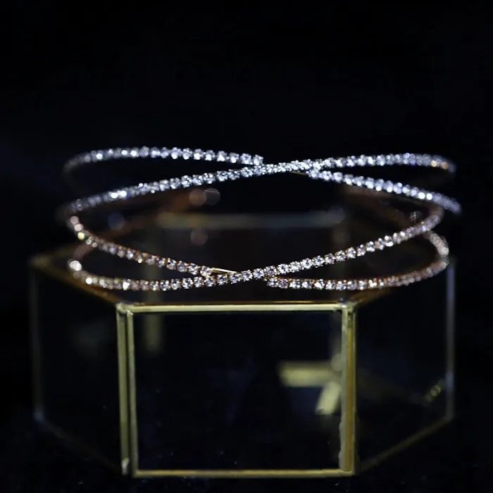 Cross Line Sparkling Bridal Headband