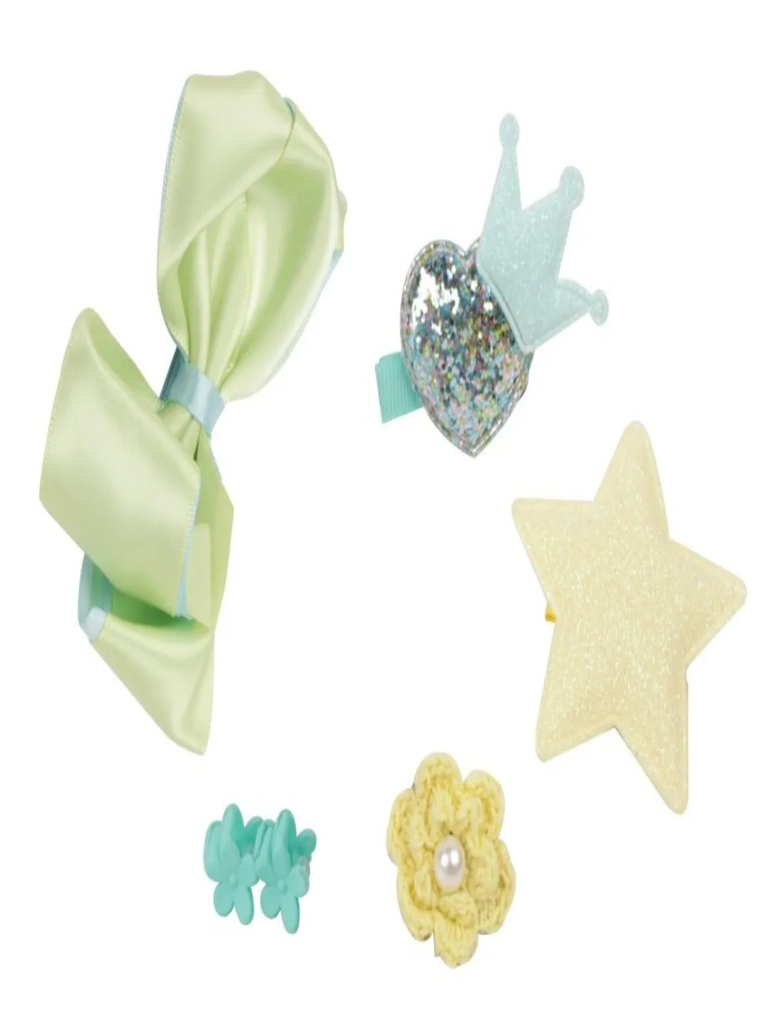 Cute Hair Clips Set for Girls - Silver & Lime
