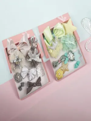 Cute Hair Clips Set for Girls - Silver & Lime