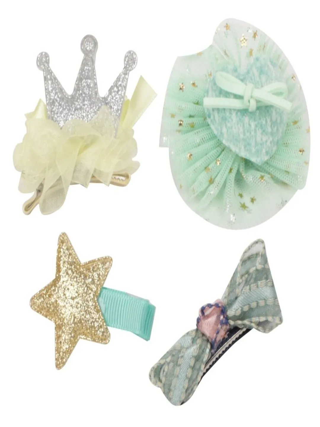 Cute Hair Clips Set for Girls - Silver & Lime