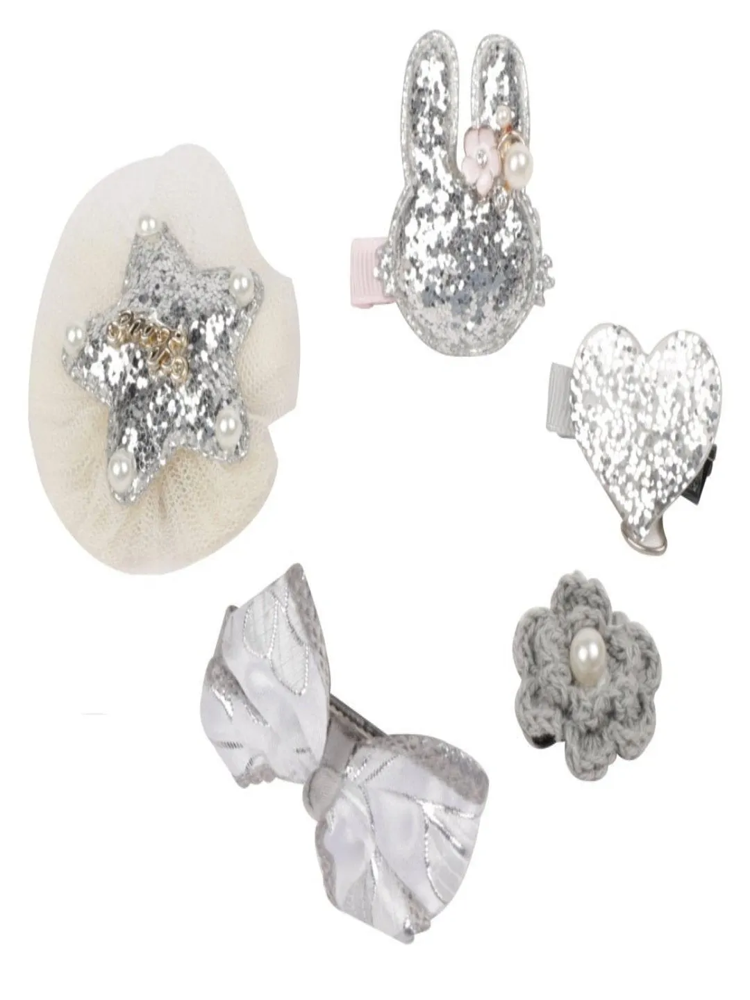 Cute Hair Clips Set for Girls - Silver & Lime