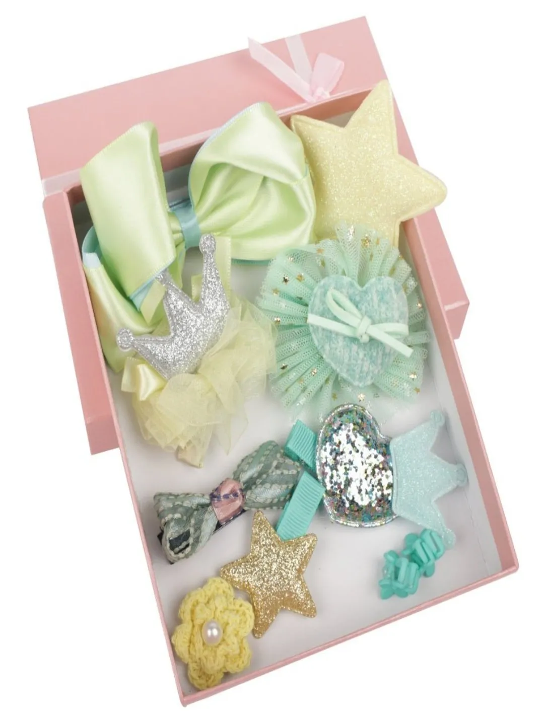 Cute Hair Clips Set for Girls - Silver & Lime
