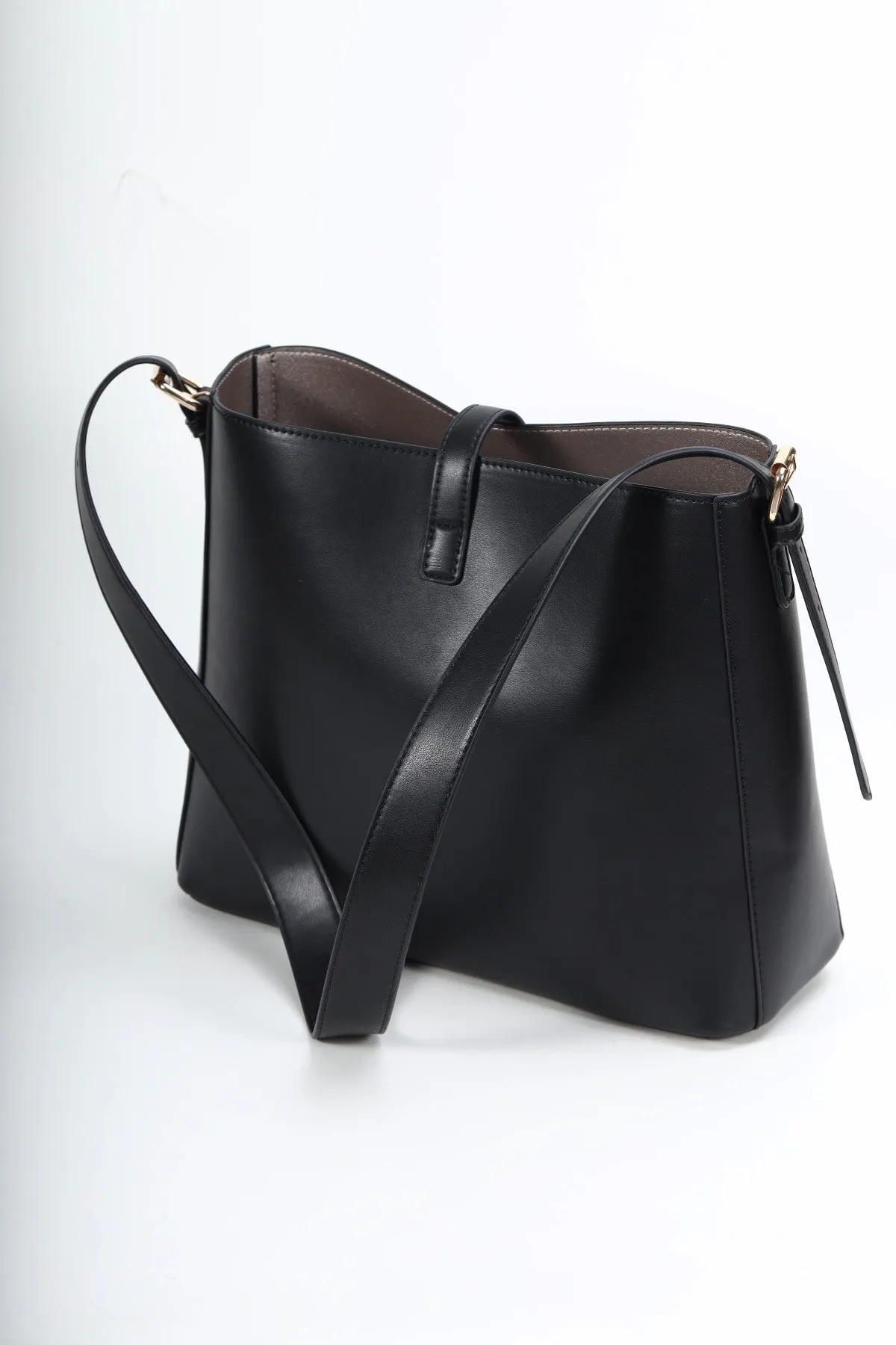 Double Sided Tote With Inner Bag in Black