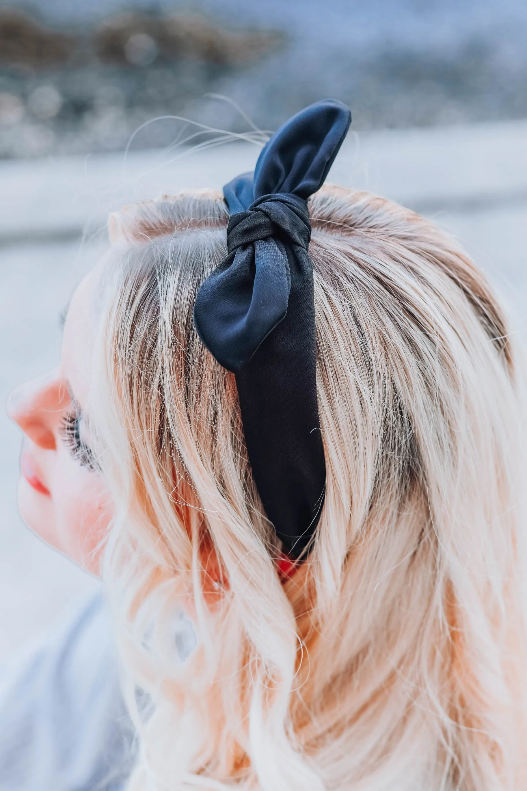East Sider Knotted Bow Headband - Black