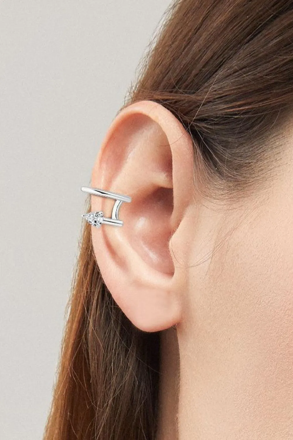 Elegant Moissanite Silver Cuff Earrings - Timeless Luxury with Warranty