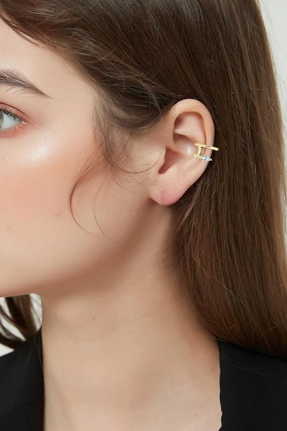 Elegant Moissanite Silver Cuff Earrings - Timeless Luxury with Warranty
