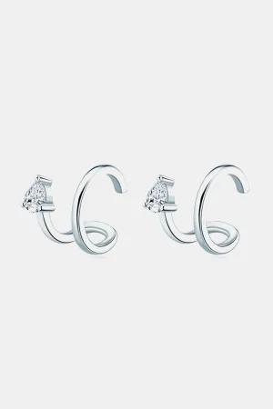 Elegant Moissanite Silver Cuff Earrings - Timeless Luxury with Warranty