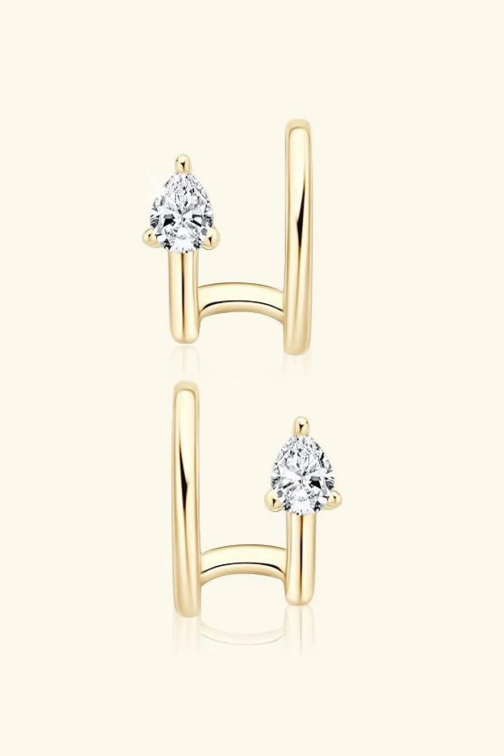 Elegant Moissanite Silver Cuff Earrings - Timeless Luxury with Warranty
