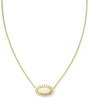 ELISA COLOR BURST FRAME SHORT NECKLACE-GOLD WHITE MOTHER OF PEARL