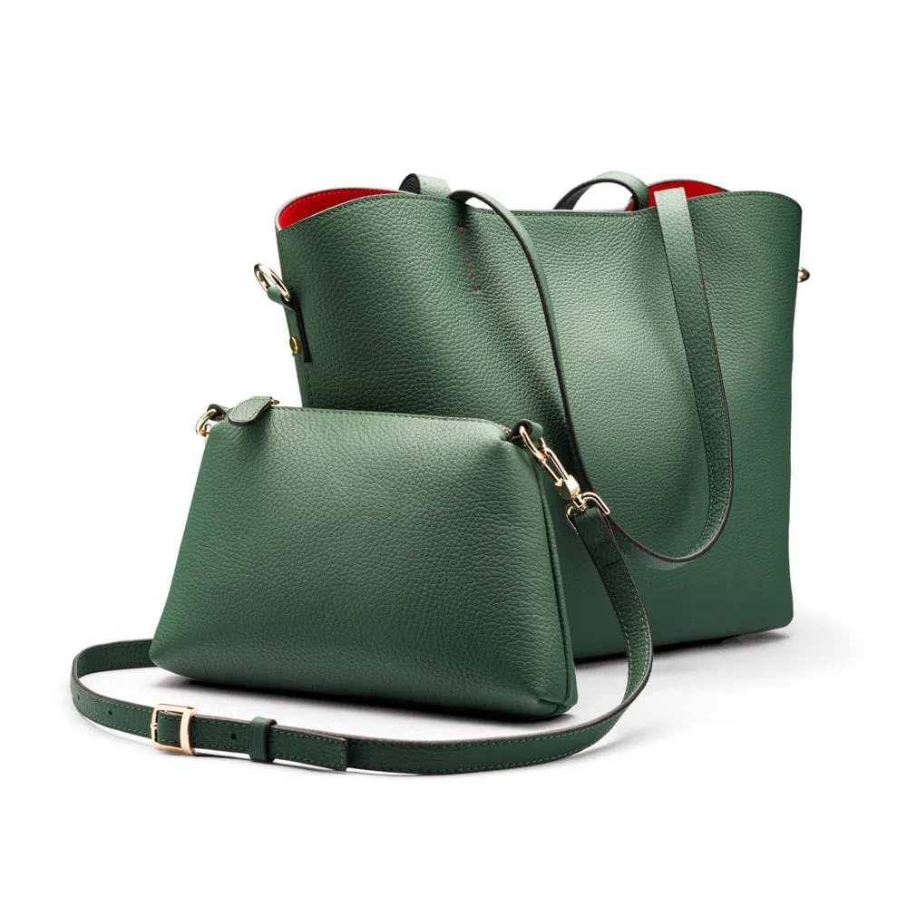 Emma 2 in 1 Leather Tote Bag - Green