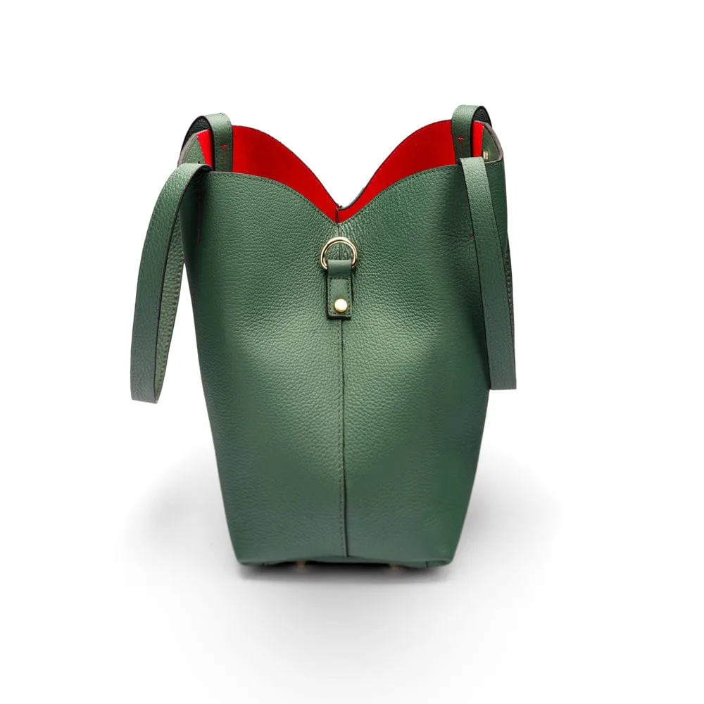 Emma 2 in 1 Leather Tote Bag - Green