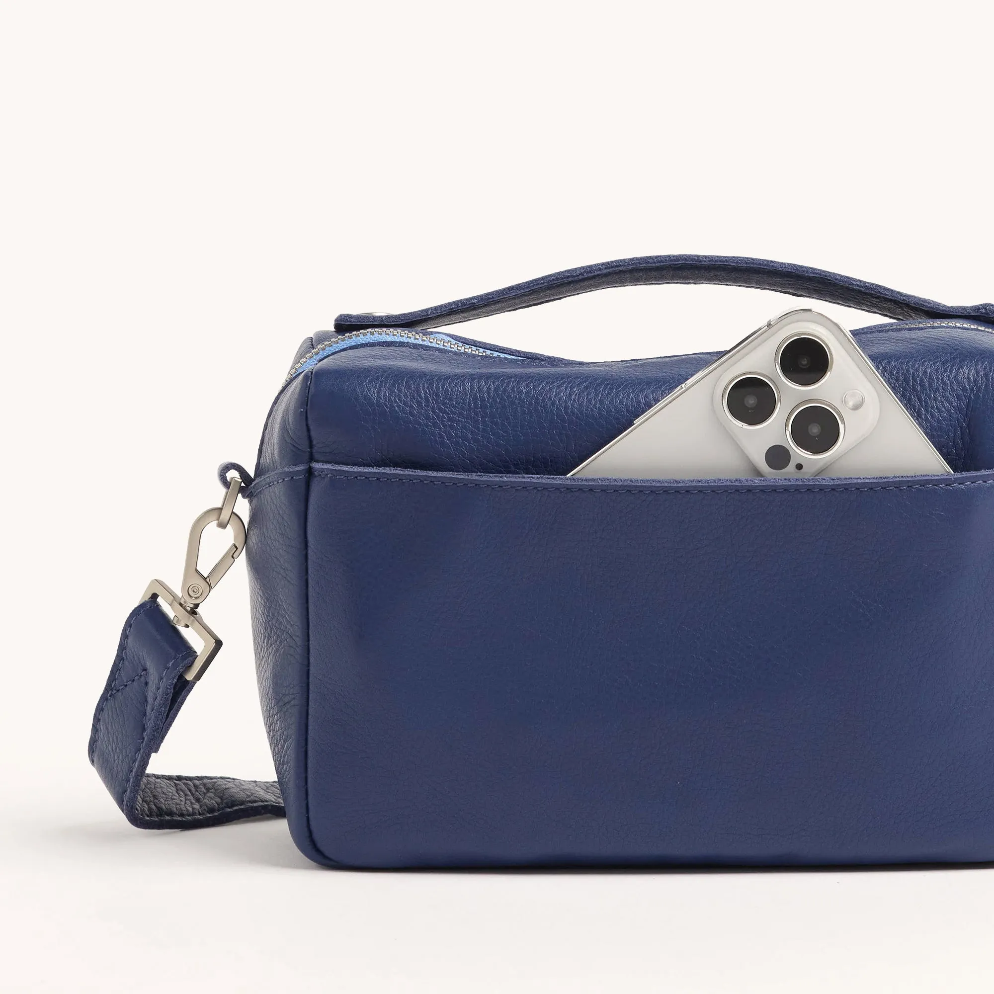 Evan Crossbody | Jazz Blues/Brushed Silver | Sml