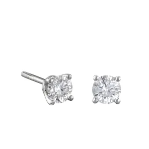 Everyday Diamonds 1.00ct Brilliant Round Diamond Solitaire Stud Earrings | 18K White Gold