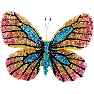 Fairy Butterfly Brooch Swarovski Crystal gold base multi colors Pink Amber Blue