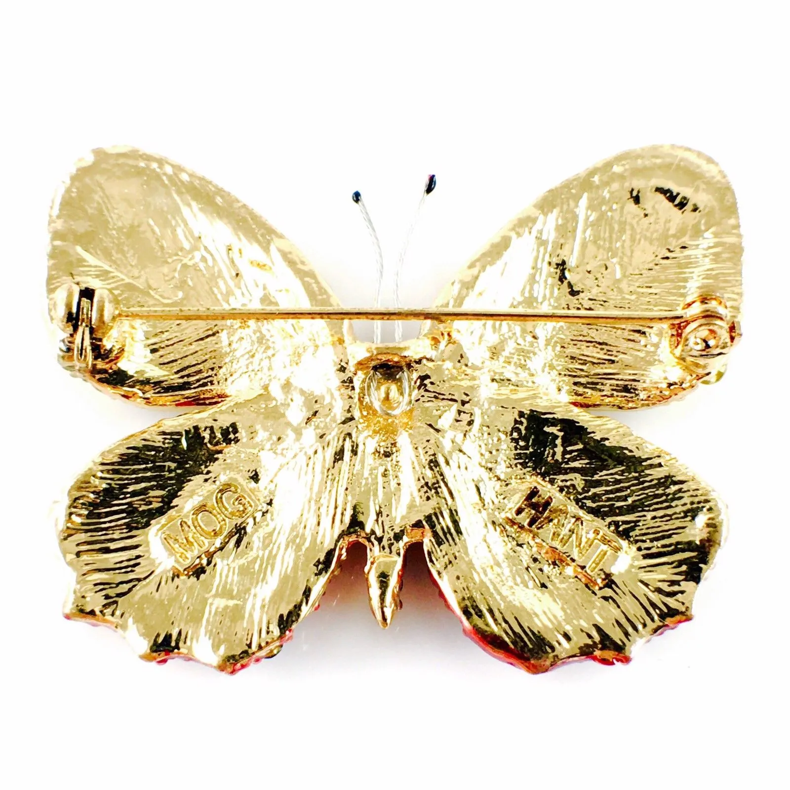 Fairy Butterfly Brooch Swarovski Crystal gold base multi colors Pink Amber Blue