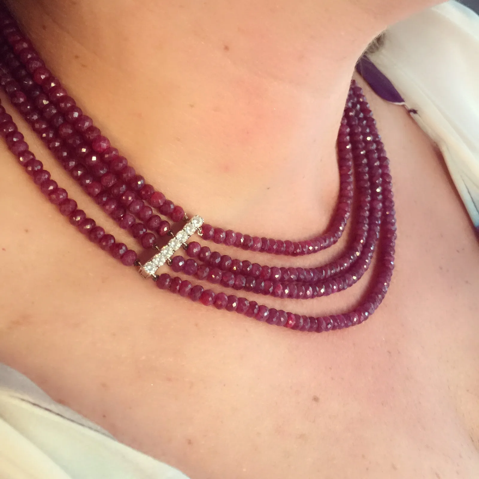 Fantastic Van Cleef & Arpels Diamond Clasp and Ruby Necklace