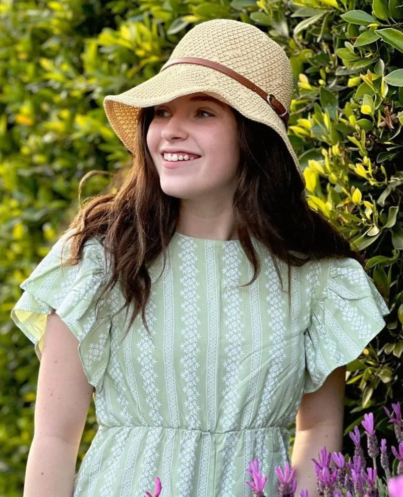 Faux Leather Band Sun Hat In Beige