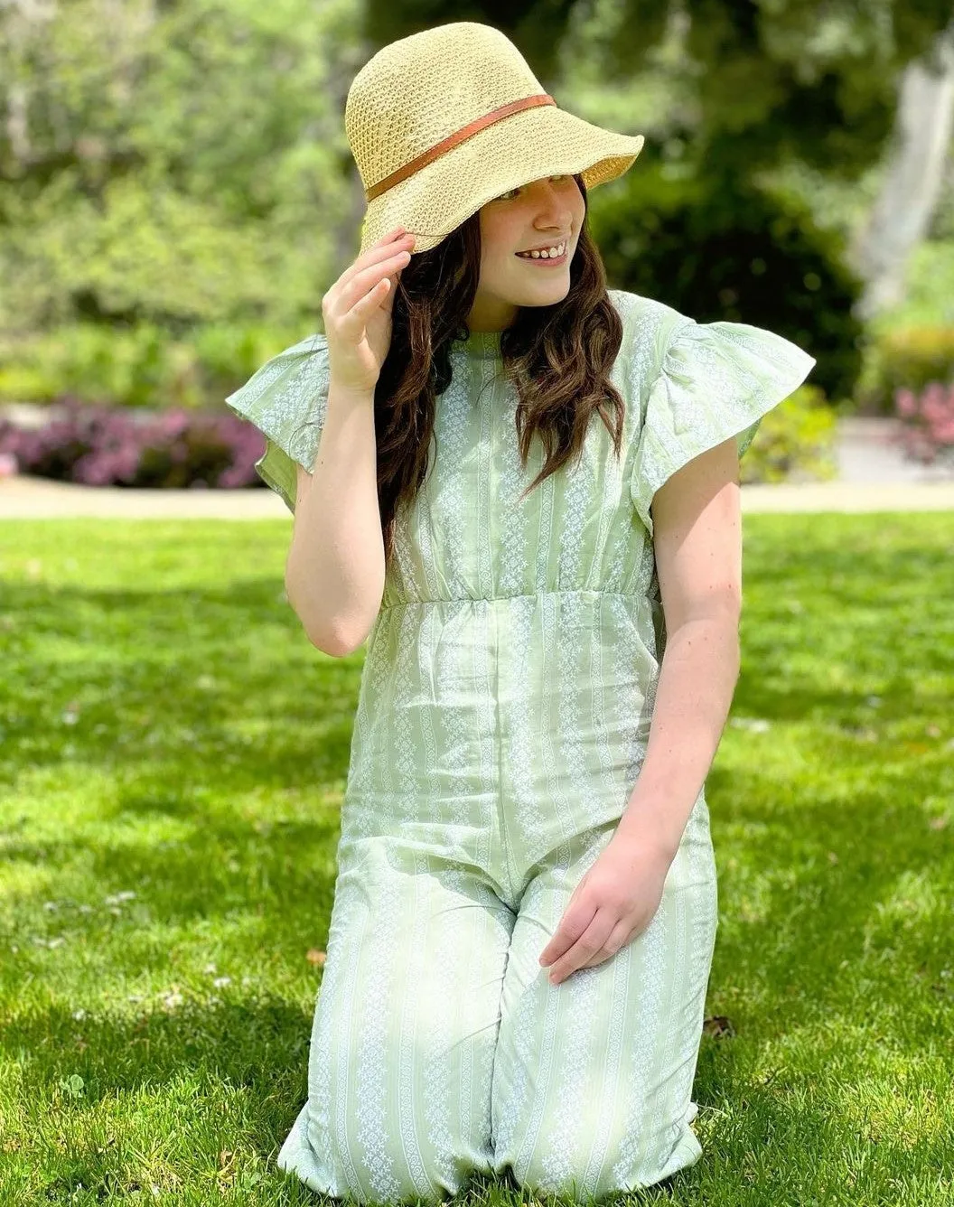 Faux Leather Band Sun Hat In Beige