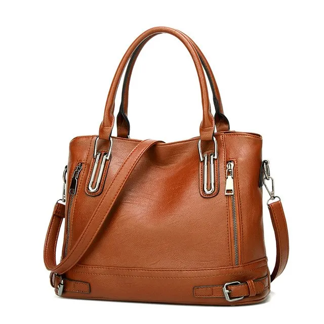 Faux Leather Top Handle Bag