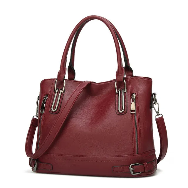 Faux Leather Top Handle Bag