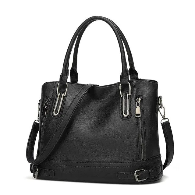 Faux Leather Top Handle Bag
