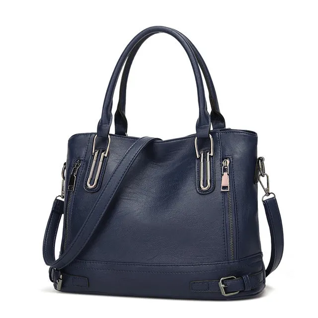 Faux Leather Top Handle Bag