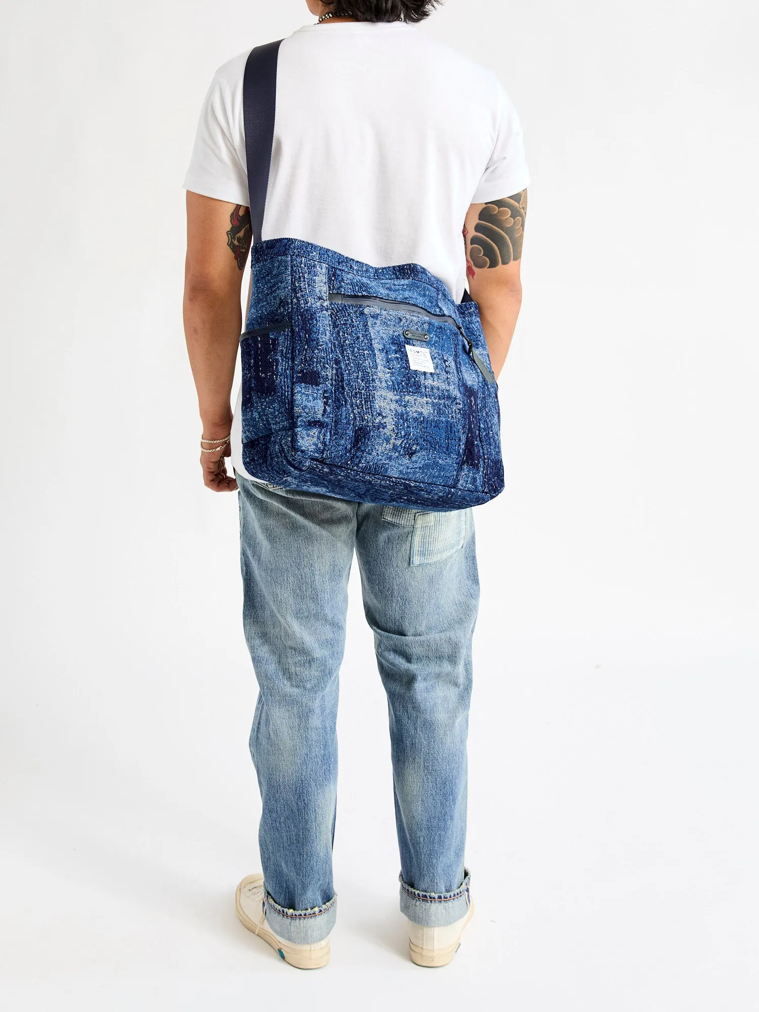 FDMTL x Master-Piece Boro Jacquard Shoulder Bag in Indigo