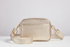 flo&sue Gold Italian Leather Crossbody Bag