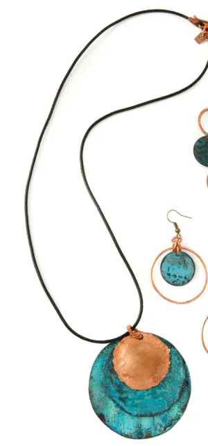 F.R.E.E. Copper Viridian Disc Necklace