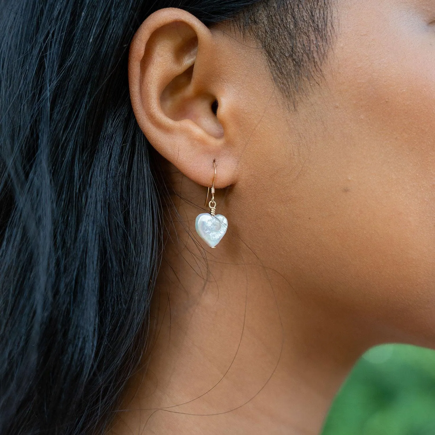 Freshwater Pearl Heart Dangle Earrings