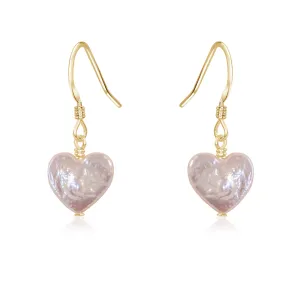 Freshwater Pearl Heart Dangle Earrings