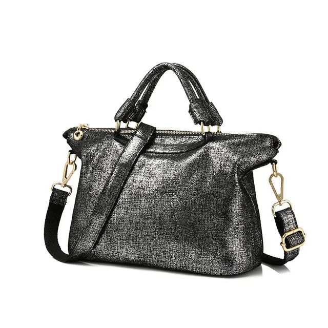 Genuine Leather Tote Bag-Black,Gold,Green,Pink,Red