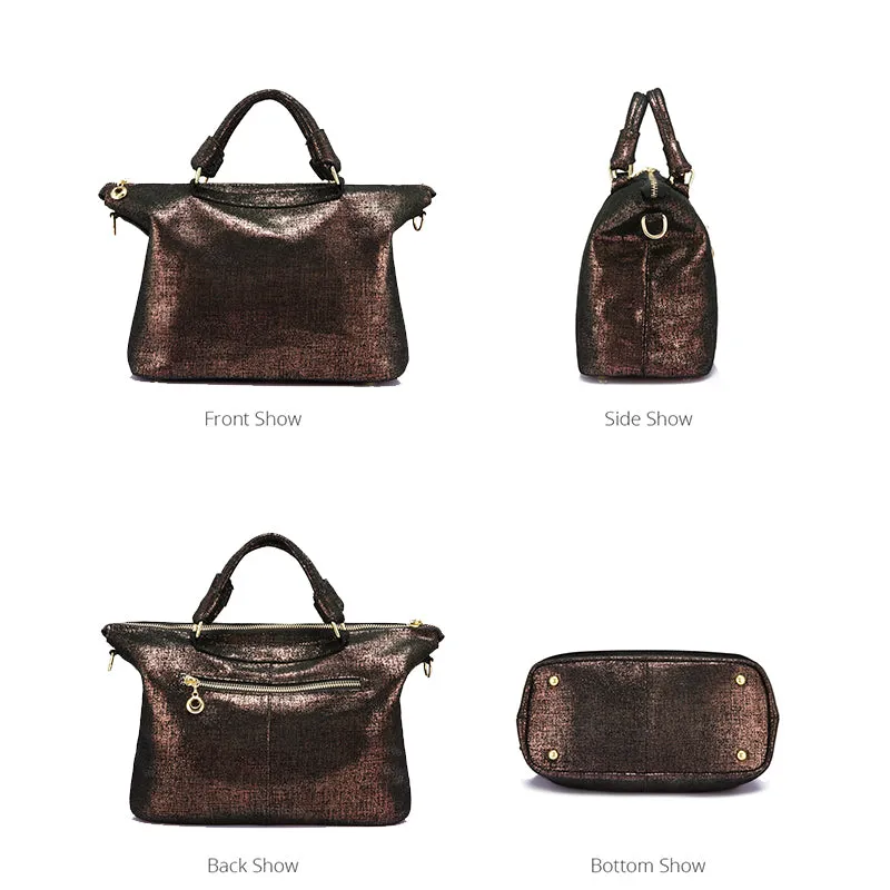 Genuine Leather Tote Bag-Black,Gold,Green,Pink,Red