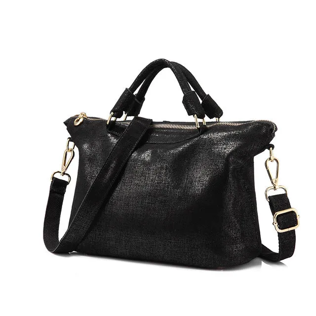 Genuine Leather Tote Bag-Black,Gold,Green,Pink,Red
