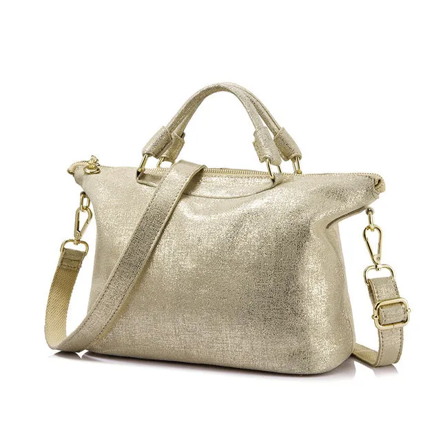 Genuine Leather Tote Bag-Black,Gold,Green,Pink,Red