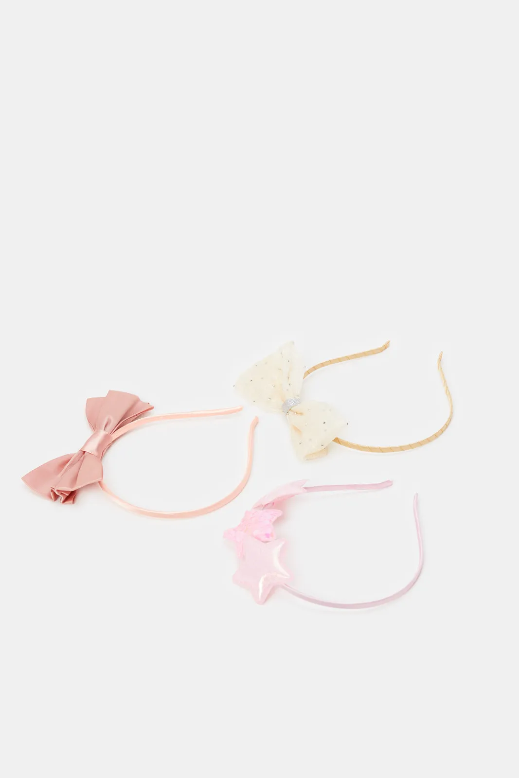 Girls Pink Bow Headbands Set (Pack of 3)