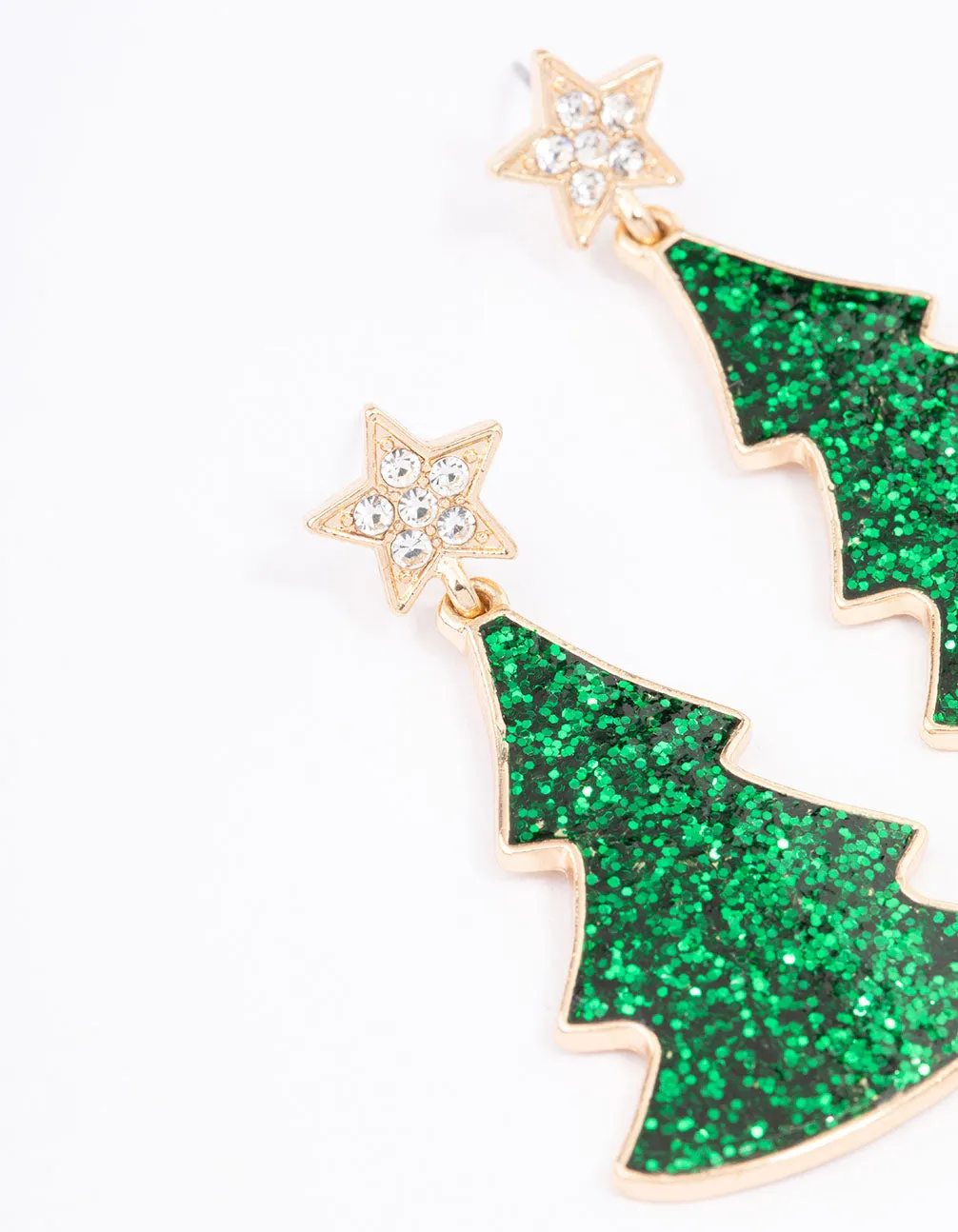 Gold Star & Double Tree Stud Earrings