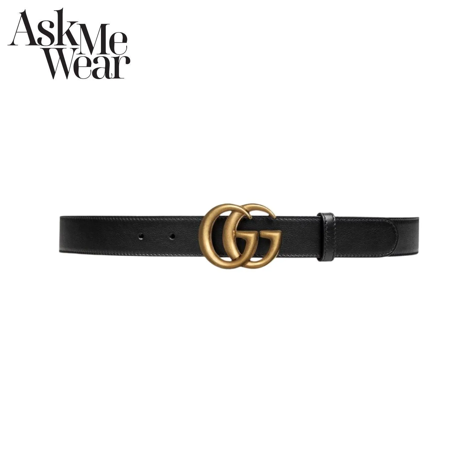 GUCCI Leather belt with double G buckle