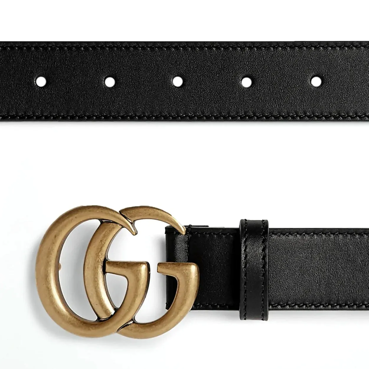 GUCCI Leather belt with double G buckle
