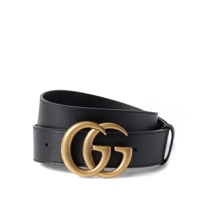GUCCI Leather belt with double G buckle