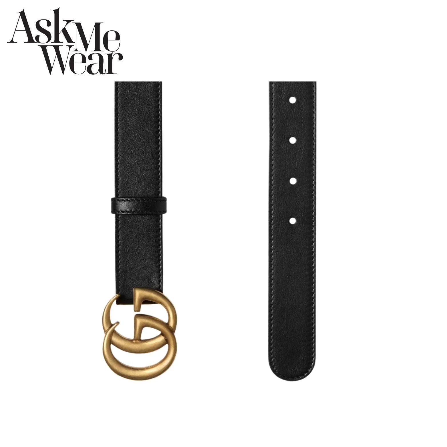 GUCCI Leather belt with double G buckle