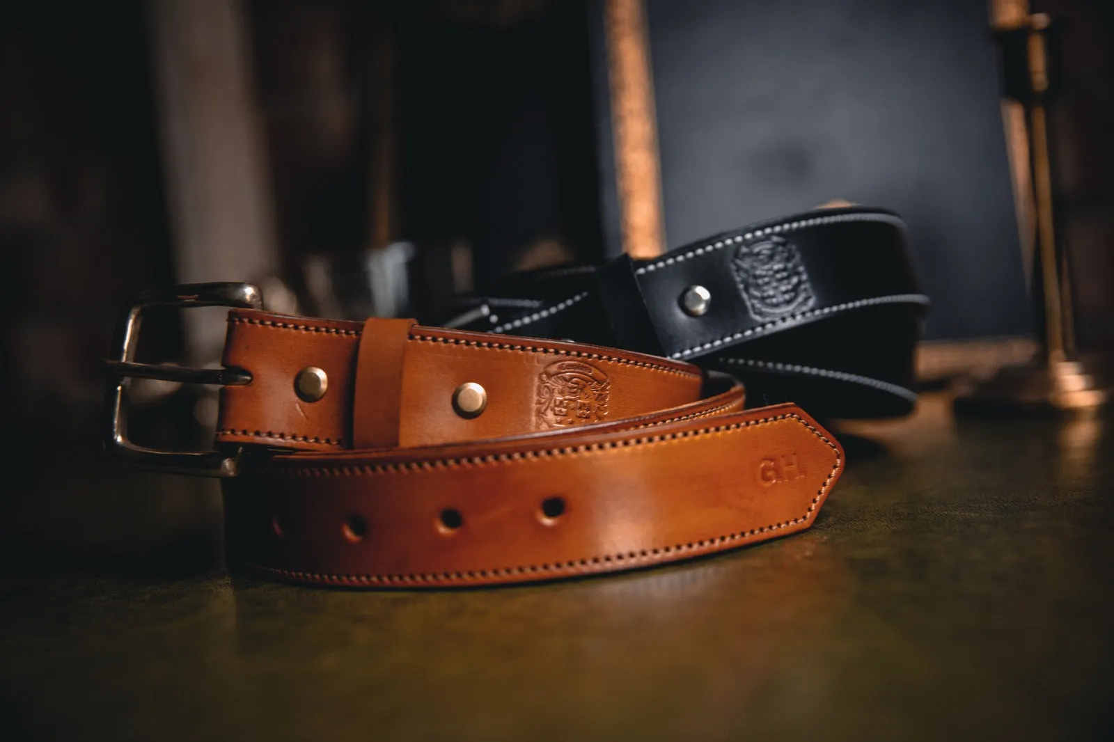 Handcrafted, Hand-Dyed Stitched Gent's Belt's