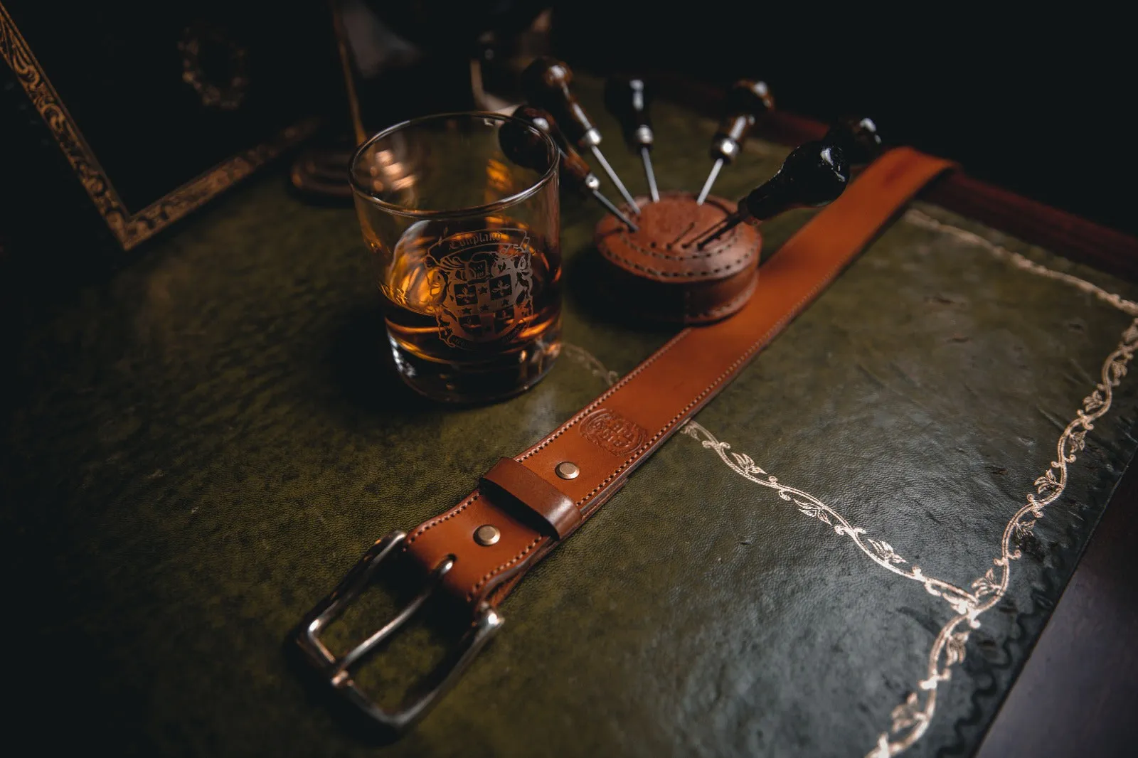Handcrafted, Hand-Dyed Stitched Gent's Belt's