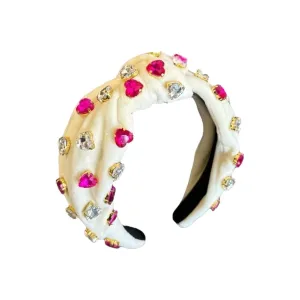 HEART STONE GEMS VELVET HEADBAND
