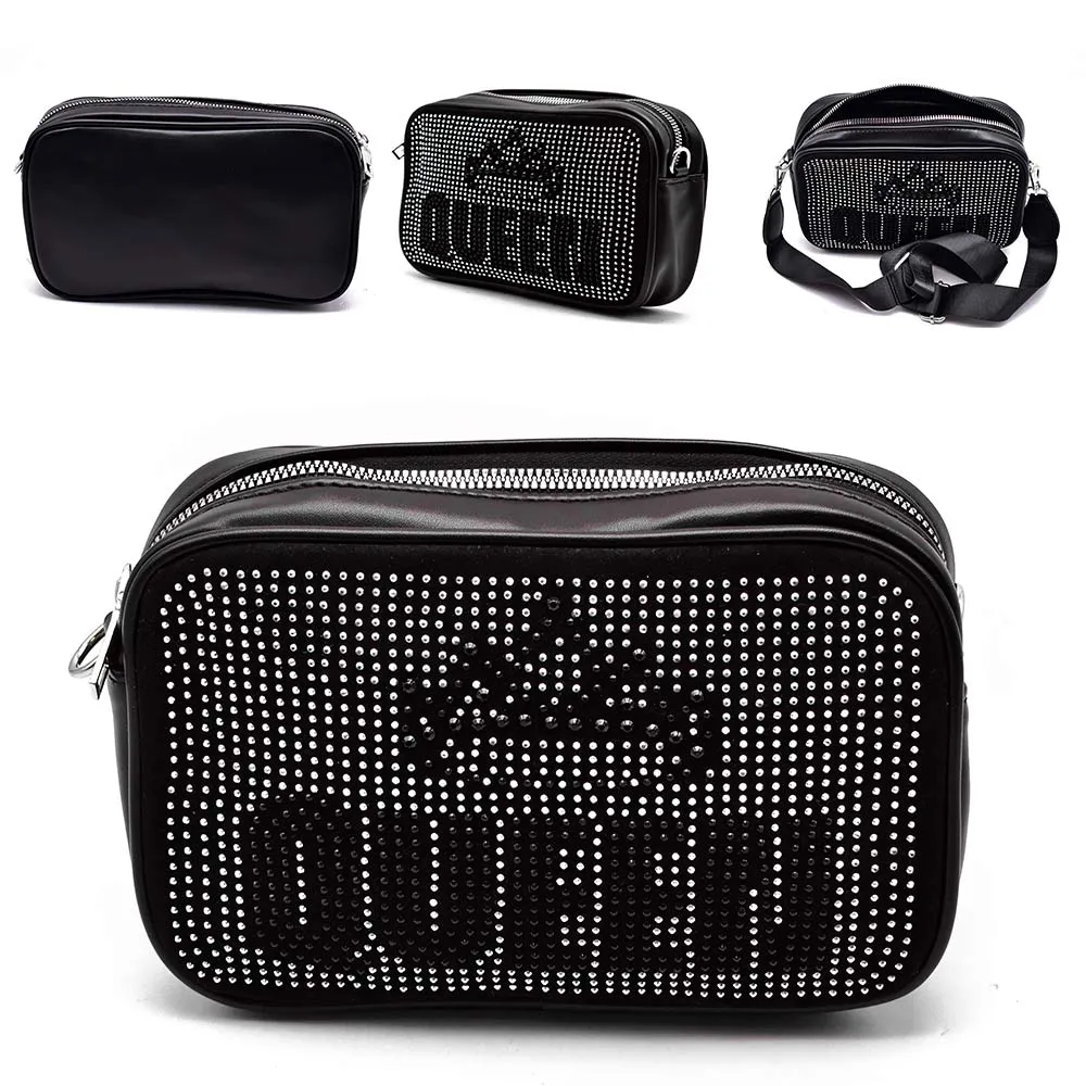 iLLASPARKZ Crown Queen Message Faux Leather Rectangle Crossbody Bag