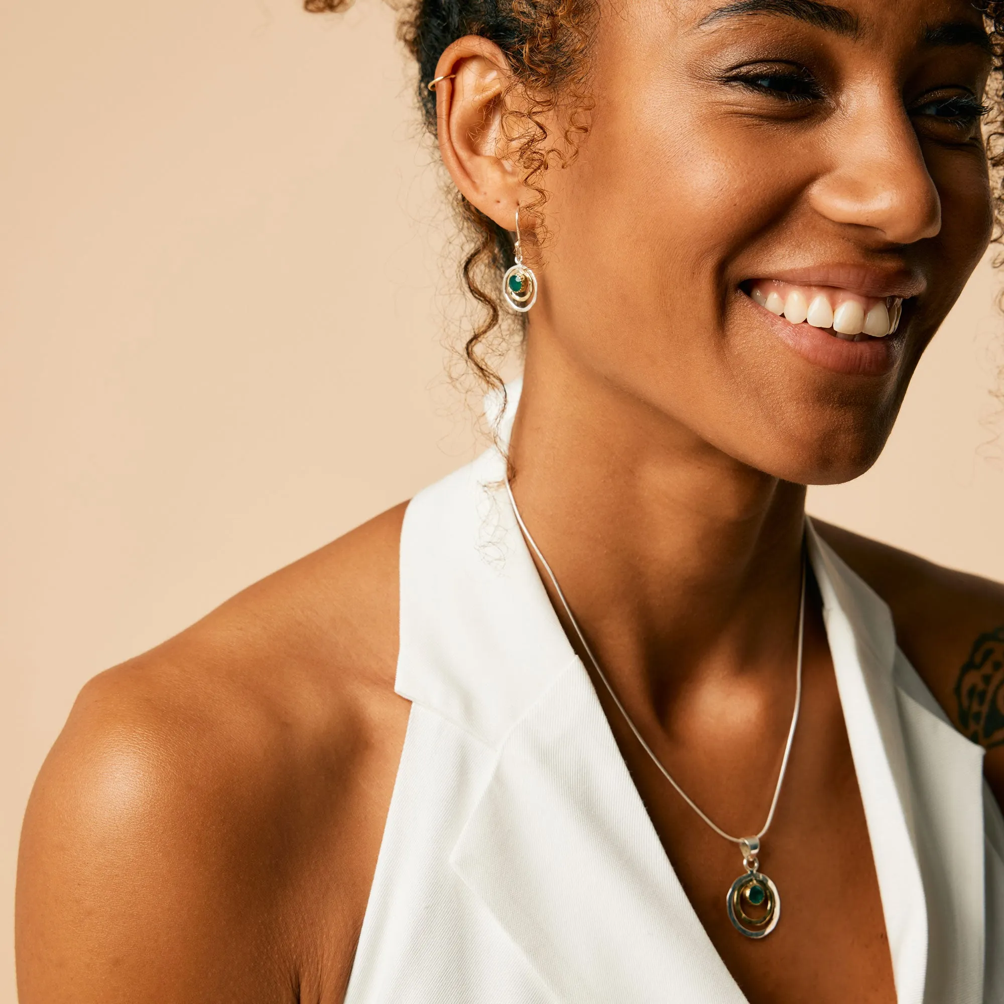 Infinity Universe Earrings - Green Onyx