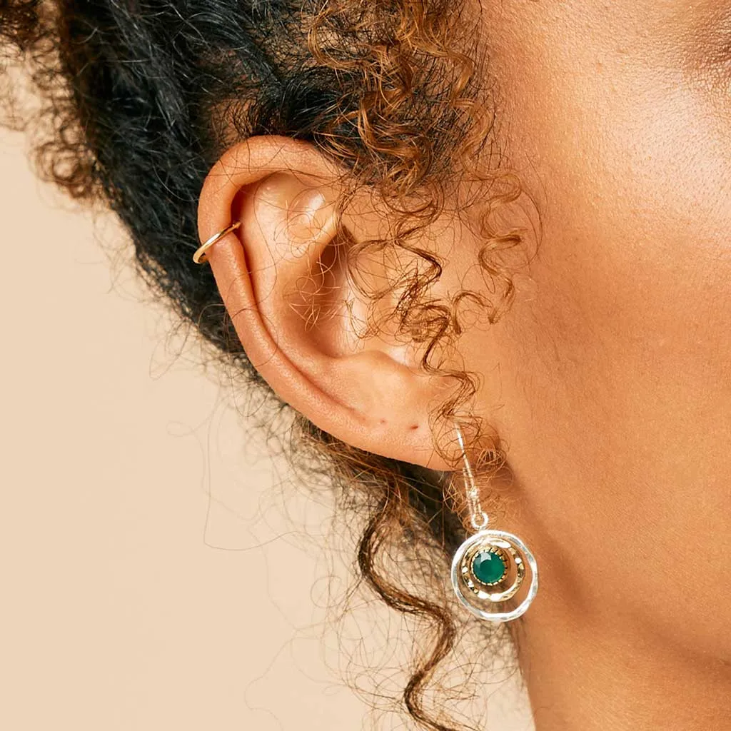 Infinity Universe Earrings - Green Onyx