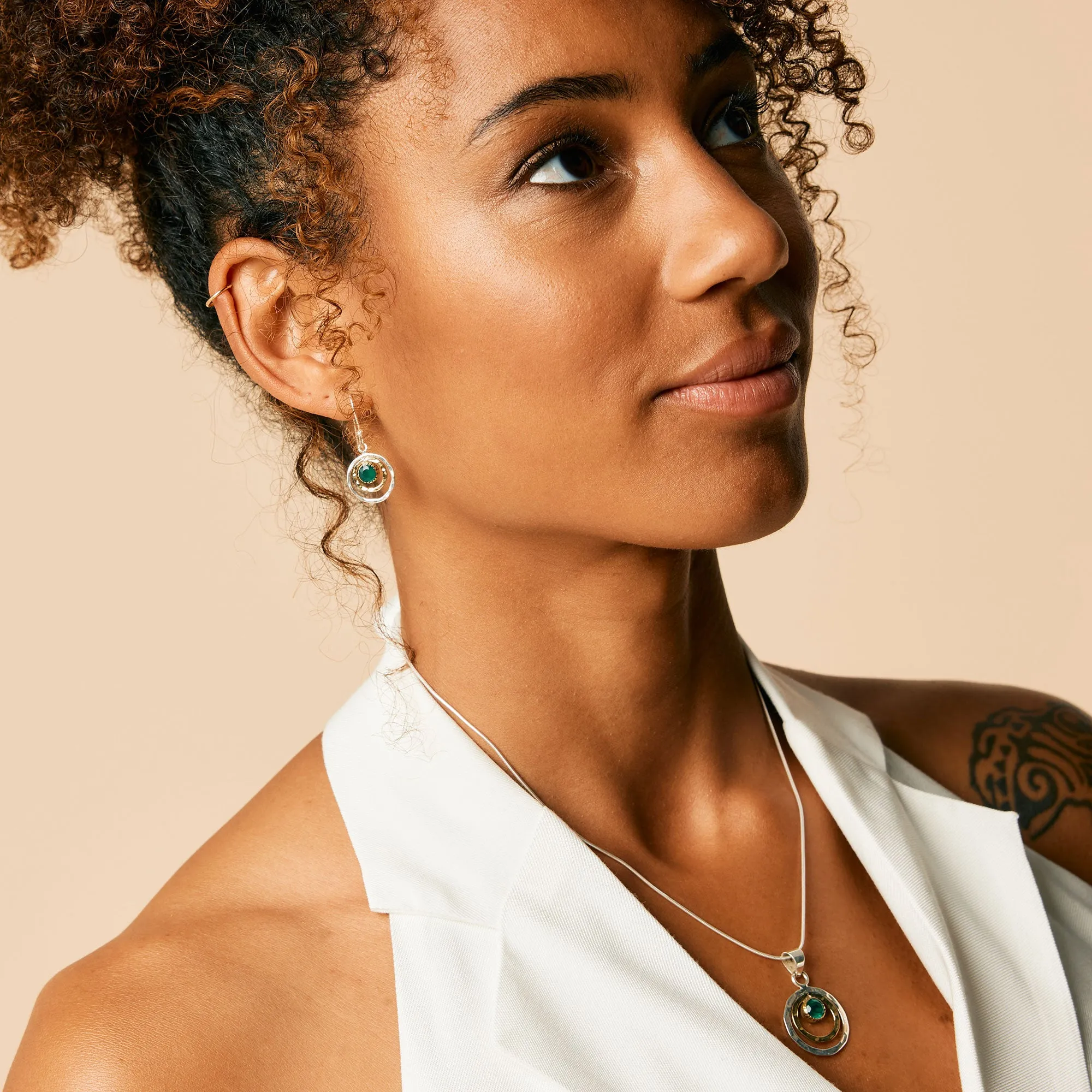Infinity Universe Earrings - Green Onyx