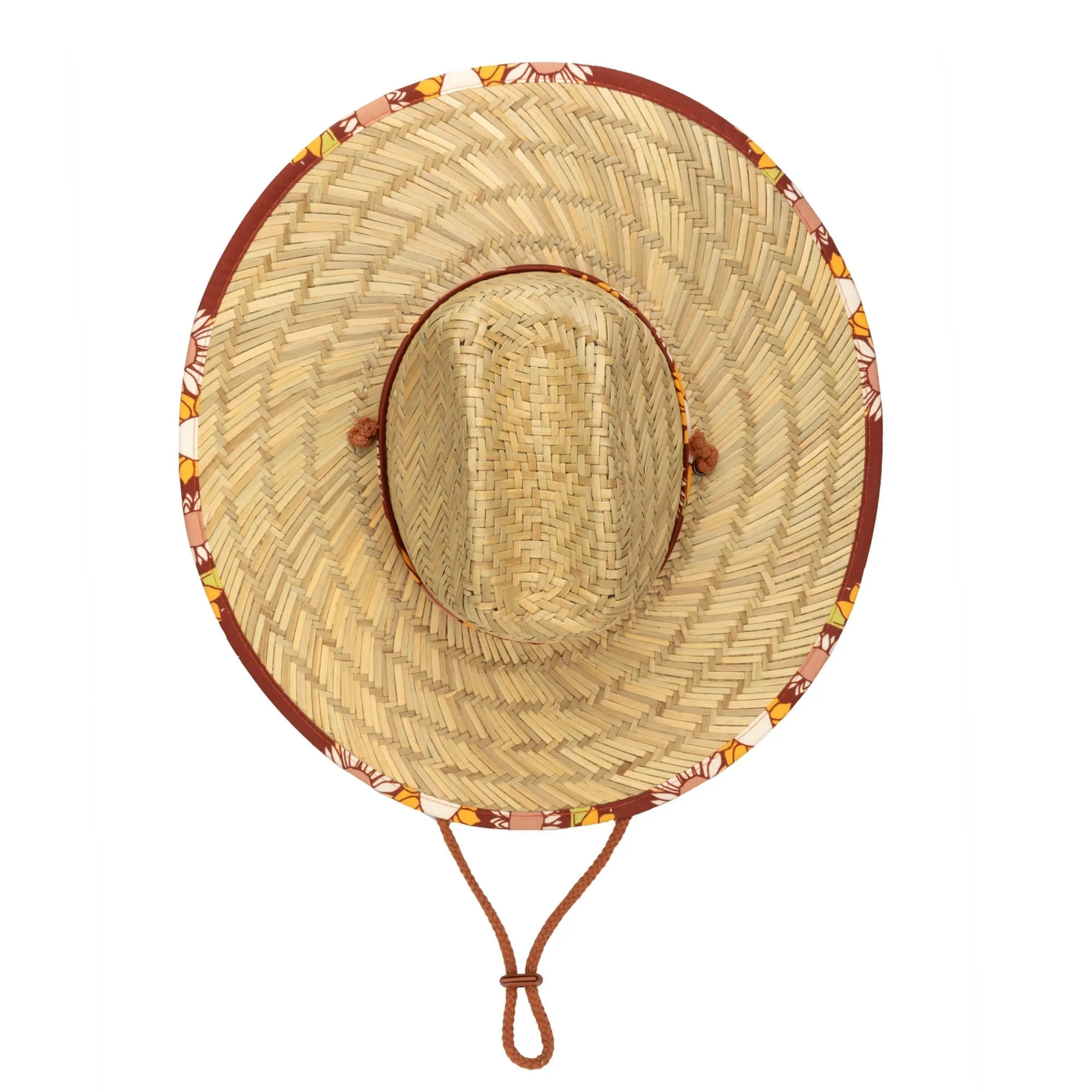 Kids Straw Lifeguard with Sunflower Printed Underbrim
